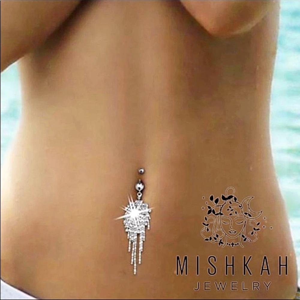 Just In🎉Stainless Steel Belly Ring With Chain